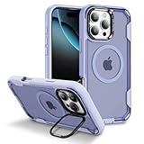 IMEIKONST für iPhone 16 Pro Max Hülle Kompatibel mit MagSafe, Kamera Ständer Handyhülle Magnetisch Translucent Rückseite Militär Absturzsicherung Schutzhülle für iPhone 16 Pro Max. Hellviolett HYF