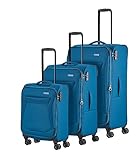 travelite 4-Rad Koffer Set Weichschale, Größen L/M/S, Serie CHIOS Trolley Set in zeitloser Optik, Handgepäck erfüllt IATA Bordgepäck Maß