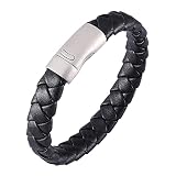 Skcess Armkette Herren Silber，Kettenarmbänder Geflochtenes Lederarmband Im Einfachen Stil Rostfreier Stahl Männer Armband 20.5