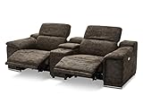 Furnhouse Ibbe Design 2er Sitzer Modul Sofa Braun Stoff Relaxsofa Couch mit Elektrisch Verstellbar Relaxfunktion Heimkino Alexa mit Bar und Ladegerät, 242x102x73