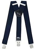 Xeira Hochwertige Hosenträger für Herren und Damen Extra Stark in UNI & Gestreiften Design mit 3 XL ADLER Clips 4cm Breit (Dunkelblau)