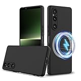 BRAND SET Hülle für Sony Xperia 1 V, Magnetische Silikonhülle Kompatibel mit MagSafe, Stoßfest und Kratzfest, Handyhülle mit Mikrofaser-Innenfutter für Sony Xperia 1 V Hülle (Tiefschwarz)