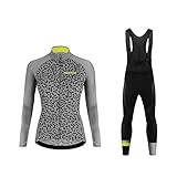 Uglyfrog 2019-2020 Winter Jersey Thermisches Fahrradtrikot Vlies Thermo Langarm Shirt/Fahrradbekleidung Set Radtrikot Langarm Winddicht Damen Thermische Fleece mit 3D Polster H