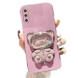 Rnrieyta Miagon Bär Spiegel Ständer Hülle für Samsung Galaxy Note 10,Cute Mädchen Dünn Treibsand Glitzer Galvanisierte Schutzhülle Weiches Case Bumper mit Spiegel Halter Kick
