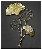 ZEYA Wanddeko Metall Gingko, 46 x 75 cm, 3D Deko gold, Wanddeko Ginkgo Blätter, Wohnzimmer Dekoration, attraktives Präsent zu W