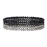 GoPaw Damen Kristall Perlen Armband,Mehrschichtiges Steine Armband,Perlen Armbänder,Paar/Freundschafts/Partner Armbänder (Eisenhaltig)
