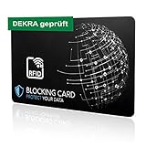 DEKRA geprüfte RFID Blocker Karte I Neuste E-Field Störsender-Technologie - zum Schutz vor Datendiebstahl I extra dünne Karte mit 0,8 mm für jede Geldbörse I Kartenschutz I NFC Schutz (1)