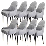 Moderne Esszimmerstühle 8er Set Mikrofaser Leder Küche Schlafzimmer Ehezimmer Balkon Sofa Stuhl Schminktisch Make up Stuhl (Color : All Light Grey)