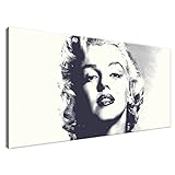 Estika® Leinwand bilder - Pop Art Marilyn Monroe, Schwarz Weiß - 115x55 cm, 1 teilige kunstdruck - Wandbilder wohnzimmer, schlafzimmer, Moderne wanddeko, Bild auf leinwand - Pop Art bilder - 735A_1AE