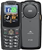 AGM M7 Outdoor Handy ohne Vertrag, 2,4' Touchscreen, 4G Dual-SIM Seniorenhandy, Leistungsstarke Lautsprecher, Facebook/Whatsapp/TikTok, 2GB+16GB 2500mAh Akku, IP68 wasserdicht, 80 Lumen Lampe,Schw