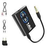 1Mii ML300 Bluetooth 5.3 Transmitter Empfänger 2 in 1, aptX Low Latency und Adaptive, Dual Link Bluetooth Adapter für 2 Kopfhörer, Audio Sender Klinke für TV, Flugzeug, Fitness, Stereoanlage, 15h Akk