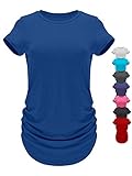 GO HEAVY Damen Multifunktions Yoga Running T-Shirt Kurzärmlig Zumba Sportshirt Schnelltrocknend Blau M