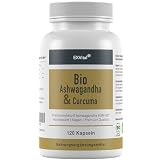 Bio Ashwagandha KSM-66 & Curcuma, 120 vegane Kapseln, 100% Premiumrohstoff in Bioqualität, hochdosiert mit 2100 mg Ashwagandha & 1800 mg Curcuma pro Tag, Made in Germany