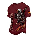Deutschland Trikot 2026 Fan Shirt Kurzarm Retro Shirt Atmungsaktives Fußball Trikot Klassische Tshirt Germany Tshirt Trainingsshirt Freizeit Herrenhemd für Alltag, Festivals & Training(#B Wein,XXL)