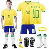 Fußballtrikot Kinder Fussball Trikot Kinder, Schweißabsorbierenden Fußball Trikot Trainingsanzug Shirts Shorts Socks Schlüsselanhänger und Bandage, Hause/Auswärts Fußballtrik