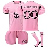 Fußballtrikot mit Namen Personalised Football Jersey Set 25/24 Football Training T-Shirts Shorts and Socks Suit with DIY Name Number Home/Away Football Tracksuit Sports Shirt Boy