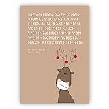 Kartenkaufrausch 1x Komische Weihnachtskarte mit Elch und Fontane Zitat: Die meisten Menschen bringen so das ganze Leben. • als liebevolle Grußkarte zu Weihnachten für Familie und F