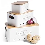 Homety Kartoffel Aufbewahrungsbox [3er Set]- Deko Küche - der ideale Weg für Zwiebel Aufbewahrung Kartoffel Aufbewahrung und Knoblauch Aufbewahrung (Weiss)