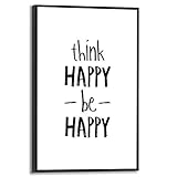REINDERS Think happy, be happy Englischer Text Gerahmtes Bild - MDF - 20 x 30 cm - Weiß