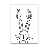 Poster, Wanddeko, Bild, Kunstdruck, Hase, rabbit, bunny, Blabla, Kinderzimmer'Da rein, da raus!' ohne R
