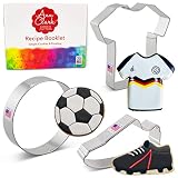 Fußball-Ausstechformen, 3-teiliges Set von Ann Clark USA, mit Fußball, Fußballschuh und Trik