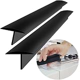 Silikon-Herdspaltabdeckung, extra lang, 76,2 cm (für 2–25 mm Lücke), Küchenspaltfüller, 4/5 tiefe Einsatzlasche, schwer 284 ml, Einheitsgröße passend für 21 und 25 (2er-Set, schwarz)