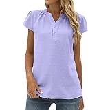 SRZYMJ Damen T Shirt Sommer Oberteile Oberteile Ausschnitt Bluse Shirt Kurzarm Baumwolle T Shirt Kurzarm Tshirt Kurzarm T Shirt Grosse Grossen Casual ShirtTunika Basic Shirt Heißes R