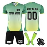 Personalisiert Fußball Trikot mit Eigenem Namen Nummer, Hause/Auswärts Fussball Trikot Shorts Komplettset Training Suit für Herren/