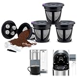 4 Stück K Cups wiederverwendbare Kaffeefilter mit Kaffeelöffel, integriertes Edelstahlgeflecht, K-Cup-Kaffeepads (schwarz)