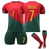Generisch Portugal Nr.7 FußballTrikots Shorts Socken Set für Kinder/Erwachsene, Hause/Auswärts Nr.7 Fussball Trikots Trainingsanzug für Jungen H