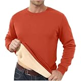 MJGkhiy Herren-Fleece-Sweatshirt ohne Kapuze, Winter, warm, Thermo-Trikot, langärmlig, mit Fleece gefüttert, Sweatshirt, Teddy-Sweatshirt, Rundhalsausschnitt, Basic-Top, Winterbekleidung für Z