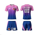 WeiaiziY Deutschland trikot kinder,2025 Deutschland Fußball Trikot Set,Personalisierte Trikot Set mit Eigenem Namen & Nummer,Team -Logo,Fußball Geschenk Trikot für Kinder,Herren,Jungen,Pink