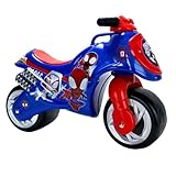 INJUSA - Moto Laufrad Neox Spiderman, Ride on für Kinder von 18 bis 36 Monaten, mit breite Kunststoffräder, Tragegriff für die Eltern, dauerhafte und wasserfeste Dekoration, Blaue Farb