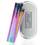 Clipper Feuerzeug mit Gravur Personalisiert incl. Box aus Metall | Edition ICY Rainbow | Gasfeuerzeug Feuerzeug mit Name, Feuerzeug mit G