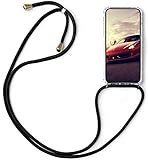 SNCLET Cover für Samsung Galaxy S7 Edge Hülle Silikon mit Band Ultra Dünne Handyhülle Lanyard Cover Necklace Transparent Hülle mit Band Clear Protective Case für Samsung Galaxy S7 Edge,Schw