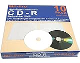 Wasserfest Bedruckbare CD-R Rohlinge 80min/700MB High-Glossy Waterproof Nanokeramik Hochglanz Inkjet Printable Weiß - 10 Stück in Papier CD Hü