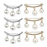 Gatuida 6 Stück Teiliges Perlenbrosche Anstecknadeln für Kleidung Shirts und Pullover zur Fixierung und Dekoration Gold und Silber E