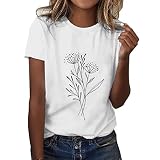 Generico T-Shirt für Damen, Baumwolle, kurzärmelig, Rundhalsausschnitt, leicht, Basic, mit Kurvendruck, klassische lässige Blusen, Basic-T-Shirt, Damen, große Größen, lockeres Oberteil, grau, X-Larg