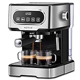 KOTLIE Espressomaschine, Espresso Siebträgermaschine mit Professioneller Milchschaumdüse, 20 Bar LED-Touchscreen Coffee & Espresso Machine, 1,5L Wassertank, 2 Filter, 1100 W