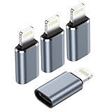 USB C auf Lightning Adapter (4 Stück), Adapter Lightning auf USBC für iPhone 14/13/12/11/X/i Pad/Airpads, PD Schnelles Laden/Datenübertragung iPhone USB Adapter, Nicht für Kopfhörer/Audio/OTG