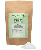 Veganol MSM Kristalle 500g (Methylsulfonylmethan) Made in Germany, vegan, höhere Bioverfügbarkeit als Pulver oder Kapseln, Reinheitsgrad 99,9%, Nahrungsergänzungsmittel für Mensch und Tier geeig