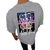 Tshirt Herren Oversize Schwarz Kurzarm Tops Rundhals T-Shirt mit Backprint Vintage Drucken Streetwear Übergroßes Casual Lang Tops Sommer Oberteile Y2K Baumwolle Tee Shirt Aufdruck Long