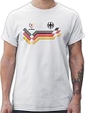 T-Shirt Herren - Fußball EM WM - Deutschland Germany Adler Schwarz Rot Gold - L - Weiß - Deutschland-Trikot Fussball Shirt männer Europameisterschaft German tischirt. deutschlandtrik