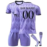 Personalisierte Fußball Trikot Kinder und Erwachsener 2025 Junge Football kostüm Satz, Personalisierte Namen & Nummer Football Trainingsanzug mit Shirt Shorts und Socken,Jugend Fußball Sp