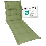 Herlag Liegenauflage AVA 190x60x9cm | Extra Dickes Liegepolster 9cm mit Kopfpolster | Polsterauflage für Gartenliege mit Deluxe-Komfort | Öko Tex 100 | Grü