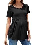 Brynmama Damen Umstandsmode Tops Kurzarm Schwangerschaft T-Shirt Babydoll Umstandsshirt Sommer Casual Umstandstop