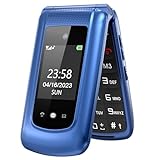 uleway GSM Seniorenhandy Klapphandy ohne Vertrag, vodafone, Großtasten Mobiltelefon Einfach und Tasten Notruffunktion,2.4 +1.7 Zoll Dual Display Handy für Senioren (Blau)