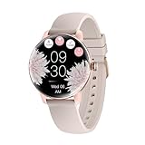 LUNIQUESHOP LSFIT SmartWatch für Frauen runde Armbanduhr mit personalisiertem Bildschirm,Musiksteuerung, Herzfrequenz, Schrittzähler, Blutsauerstoff, Kalorie, Fitnessuhr, Android iOs R