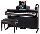 Classic Cantabile DP-210 RH E-Piano SET inkl. Bank, Kopfhörer, Schule (Digitalpiano 88 Tasten Hammermechanik, Kopfhöreranschlüsse, USB, Metronom, 3 Pedale, Piano für Anfänger, inkl. Noten) R