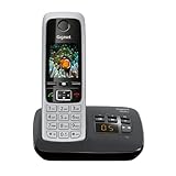 Gigaset C430A - Schnurloses DECT-Telefon mit Anrufbeantworter und Freisprechfunktion, klassisches Mobilteil mit TFT-Farbdisplay, schwarz-silb